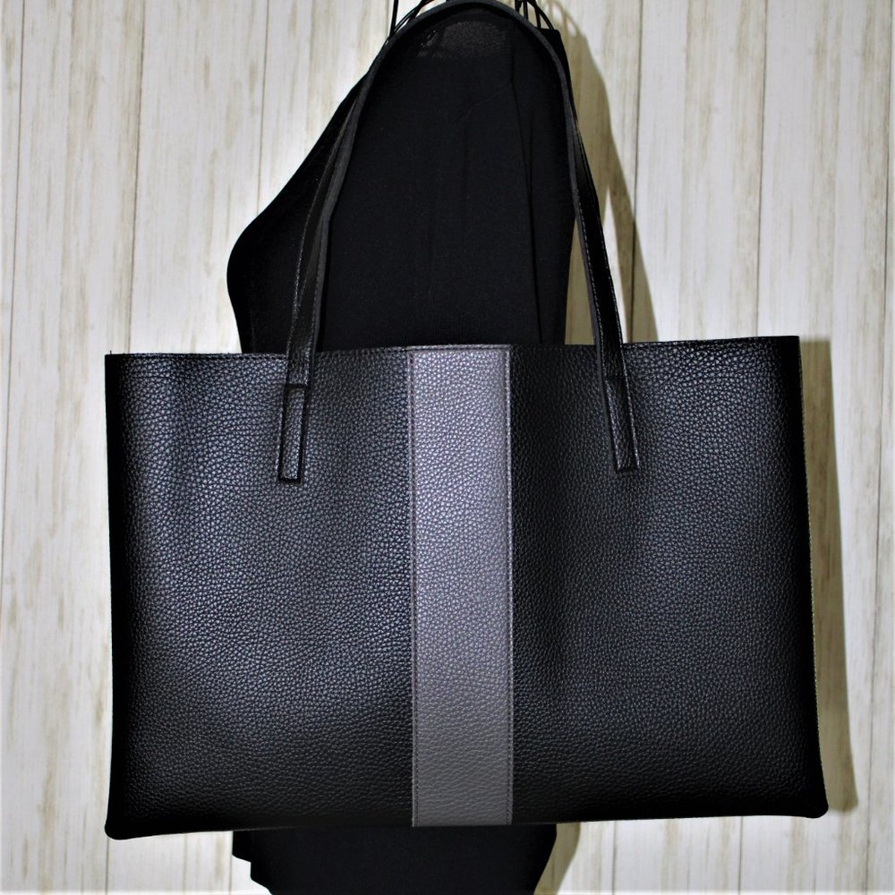 Vince Camuto Luck Tote Black Vegan Pebbled Leather - Picture 2 of 6